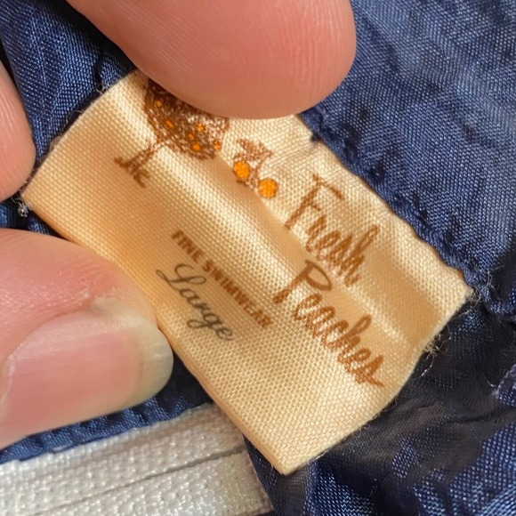 Fresh Peaches Vintage 90s Windbreaker Jacket Navy Teal Paisley Mens Large USA - Picture 7 of 9